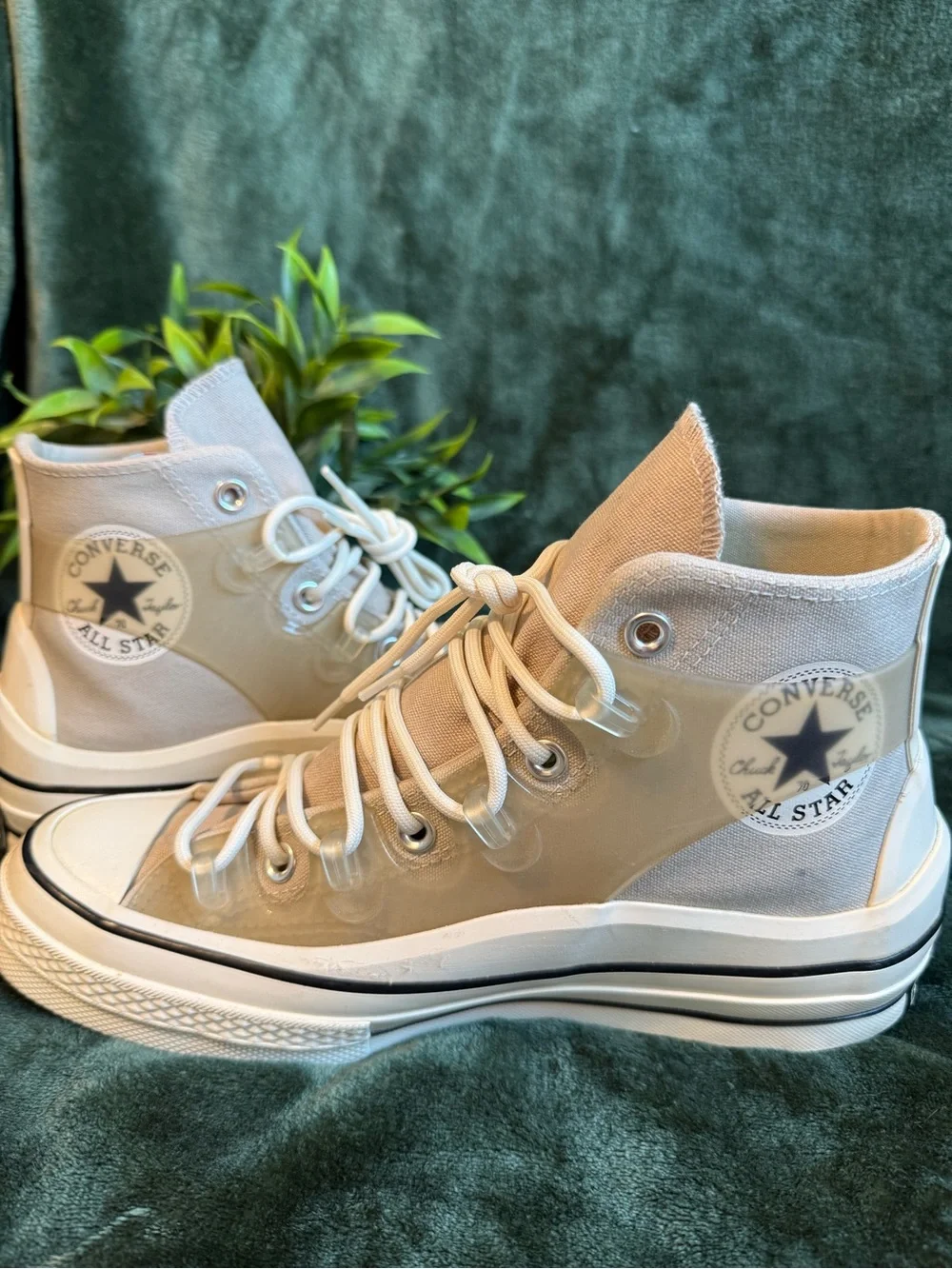 All Starr Converse High-Top Sneakers in Beige and White